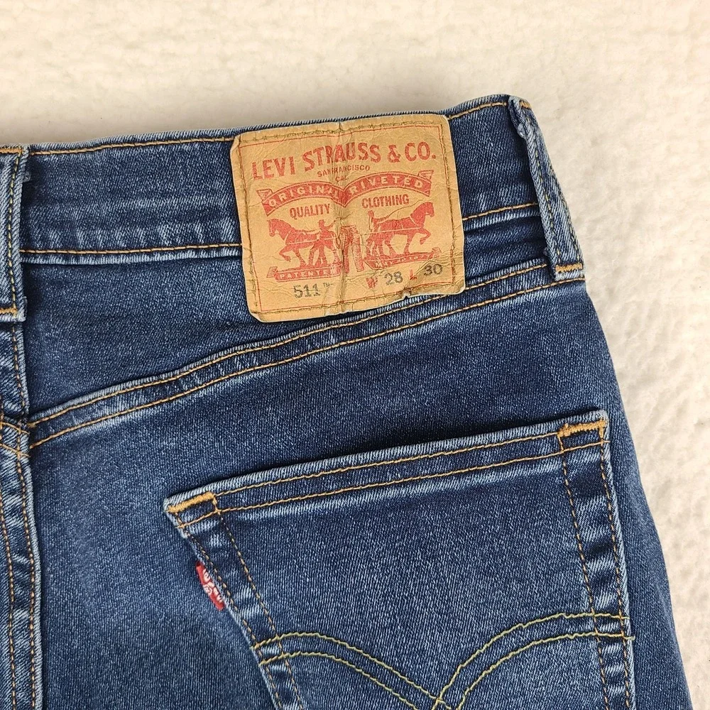 Levi's 511 Jeans Mens 28x30‎ Blue Slim Fit Dark Wash Denim